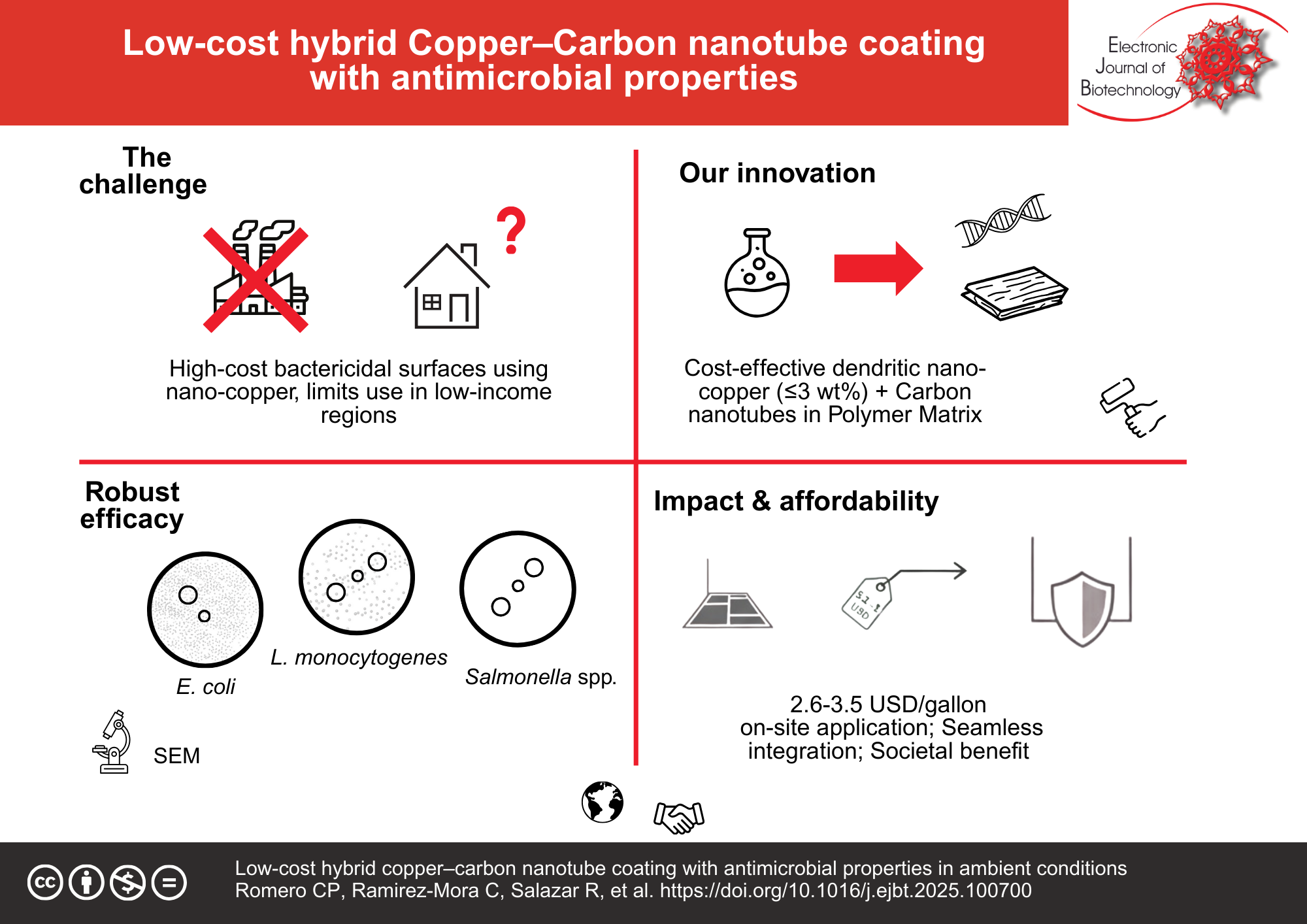 Low-cost hybrid copper–carbon nanotube coating with antimicrobial properties in ambient conditions